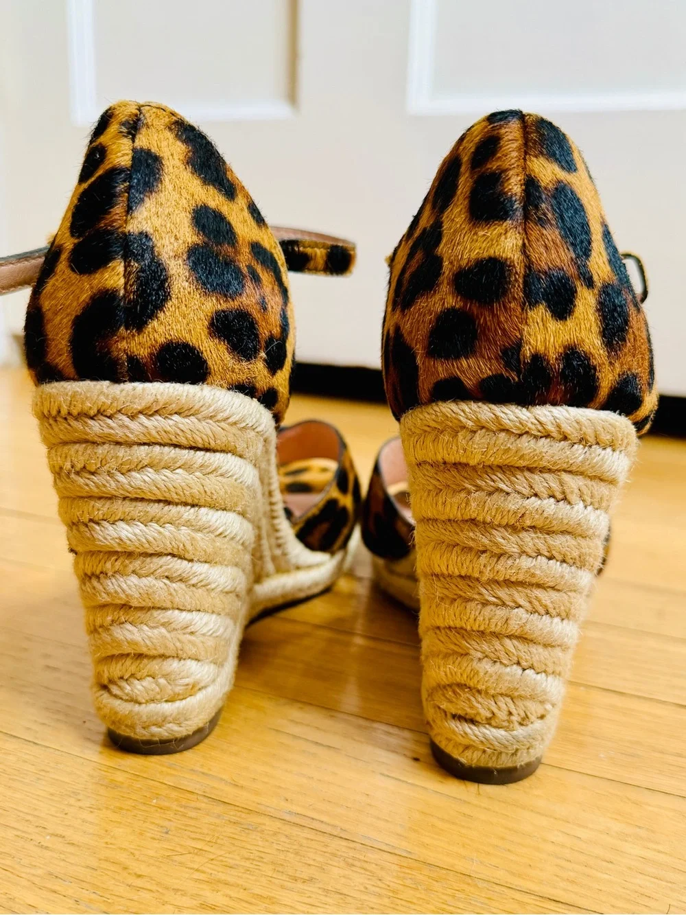 J.Crew Jute Wedge Espadrille Sandals — Leopard Calf Hair